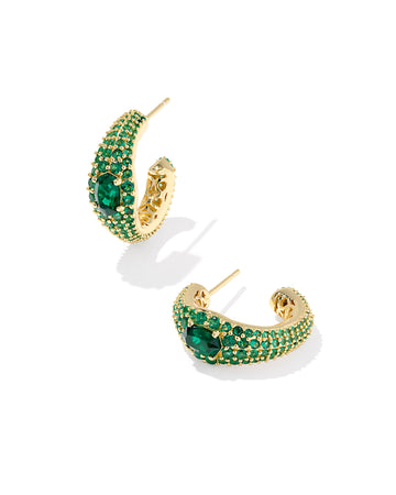KENDRA SCOTT- Bella Gold Hoop Earrings in Green Crystal
